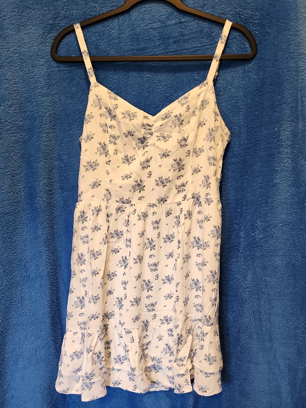 Hollister White Dress with Blue Floral Trim